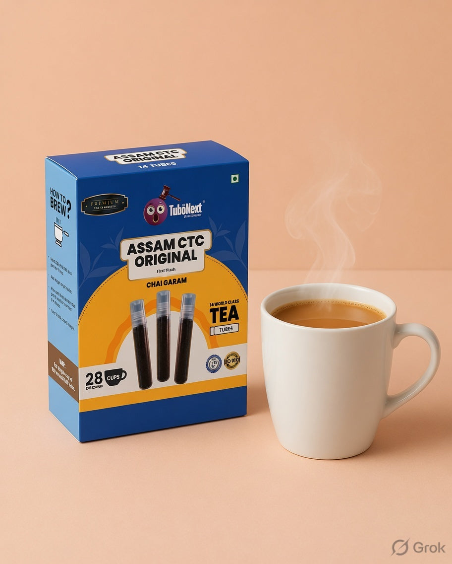 Assam CTC Original — official box with hot chai